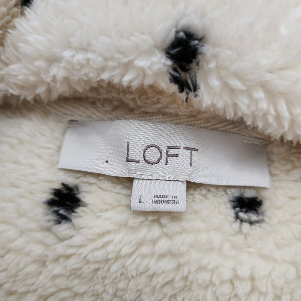Loft Fair Isle Sherpa Zip Sweater Size Large - Picture 4 of 7